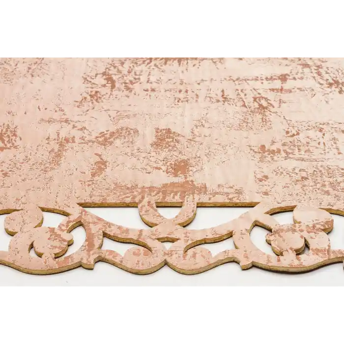 BIANCA DERI 0032 Klasik Ve Modern İşleme ve Oymaya Sahip Parlak Bordürlü Suni Deri Halı