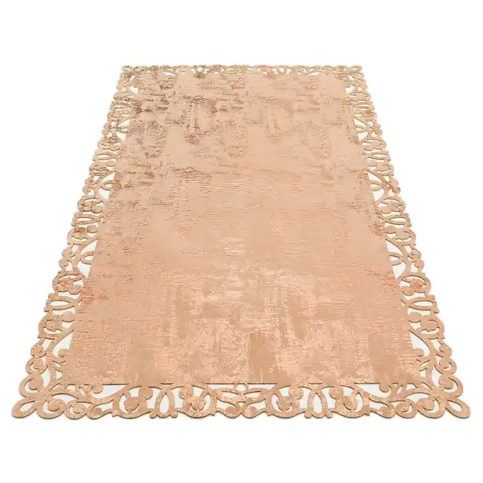 BIANCA DERI 0032 Klasik Ve Modern İşleme ve Oymaya Sahip Parlak Bordürlü Suni Deri Halı