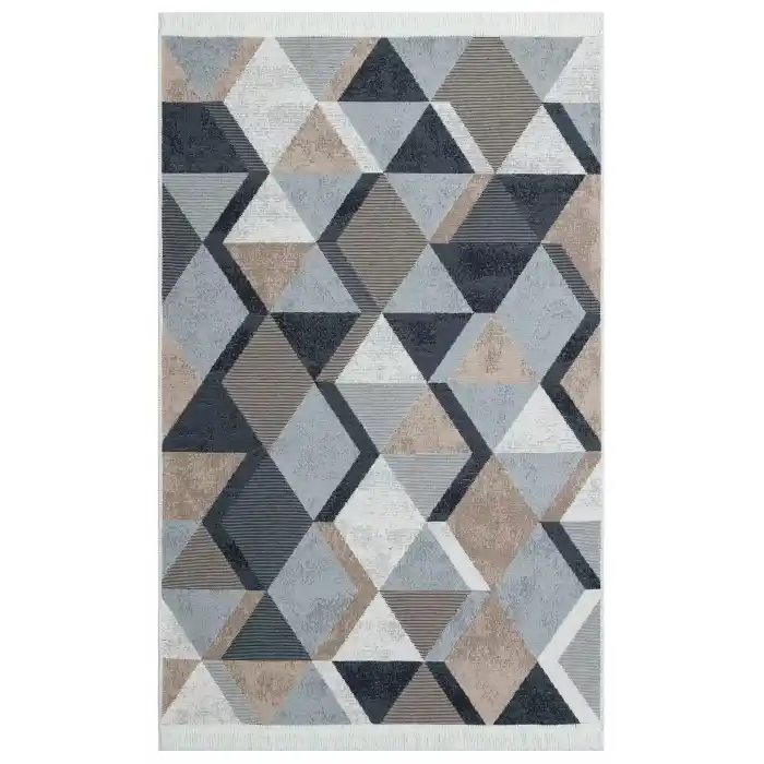 Arya Ar 10 Beige Black %100 Geri Dönüşümlü Pamuktan Çift Taraflı Yıkanabilir Modern Dekoratif Kilim