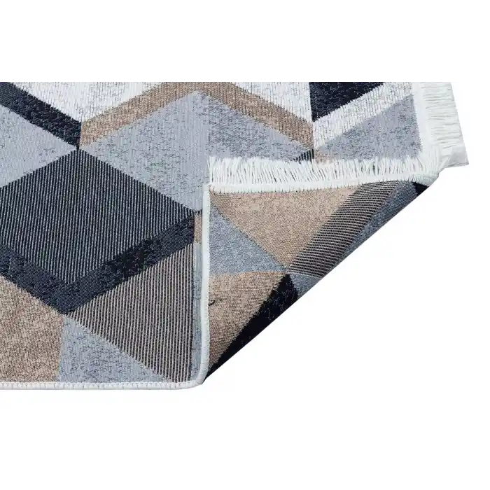 Arya Ar 10 Beige Black %100 Geri Dönüşümlü Pamuktan Çift Taraflı Yıkanabilir Modern Dekoratif Kilim