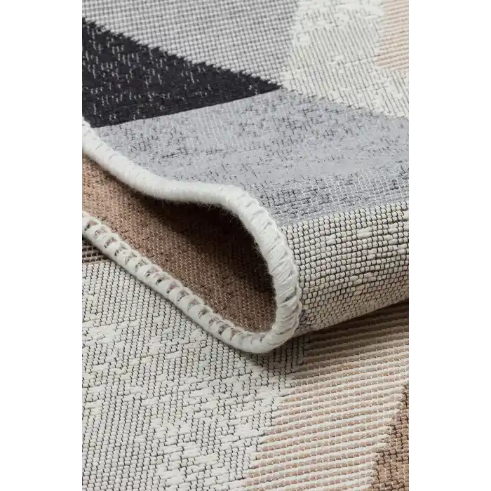 Arya Ar 10 Beige Black %100 Geri Dönüşümlü Pamuktan Çift Taraflı Yıkanabilir Modern Dekoratif Kilim