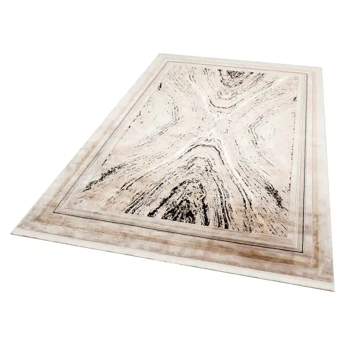 BAROQUE HALI 0307 Art Deco Bordürlü Çerçeveli Yumuşak Dokulu Parlak Dokuma Halı