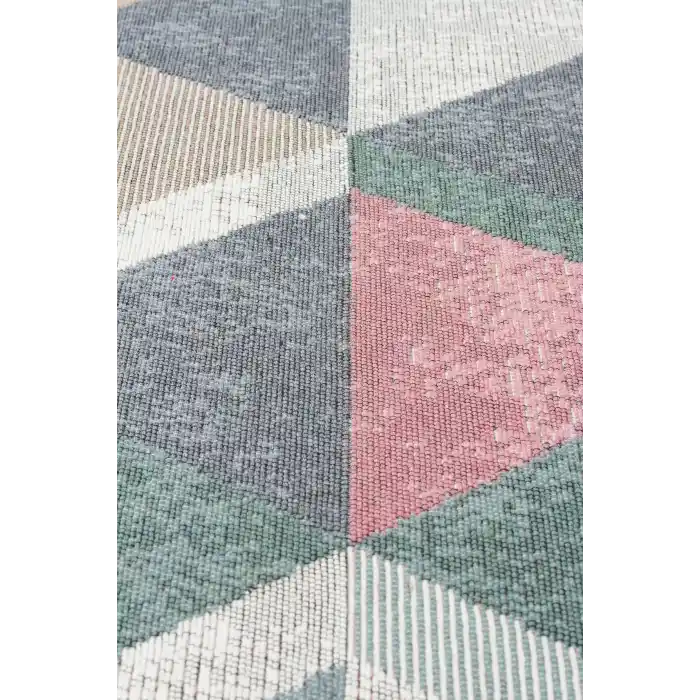 Arya Ar 10 Blue Pink %100 Geri Dönüşümlü Pamuktan Çift Taraflı Yıkanabilir Modern Dekoratif Kilim