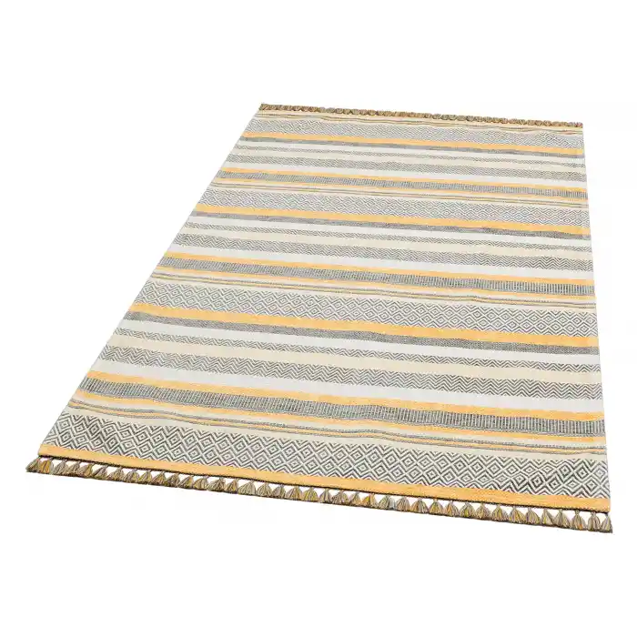 Aztec Az 01 Yellow Antibakteriyel Hav Toz Vermez Yıkanabilir Kaymaz Modern İnce Dokuma Kilim