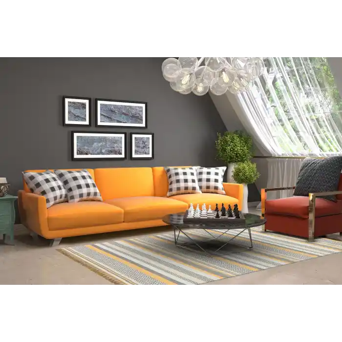 Aztec Az 01 Yellow Antibakteriyel Hav Toz Vermez Yıkanabilir Kaymaz Modern İnce Dokuma Kilim