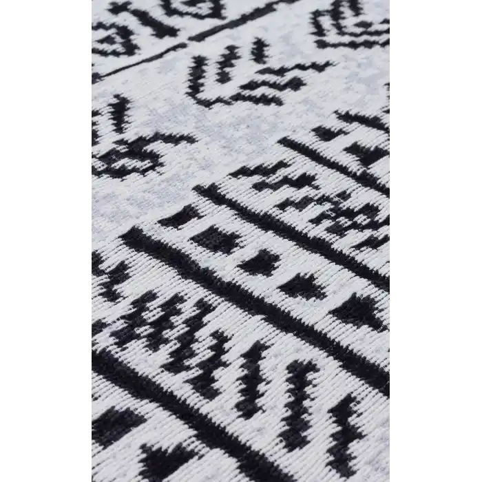 Arya Ar 03 Black %100 Geri Dönüşümlü Pamuktan Çift Taraflı Yıkanabilir Modern Dekoratif Kilim