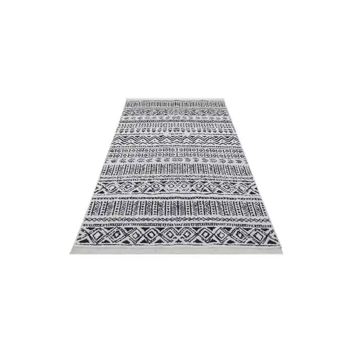 Arya Ar 03 Black %100 Geri Dönüşümlü Pamuktan Çift Taraflı Yıkanabilir Modern Dekoratif Kilim