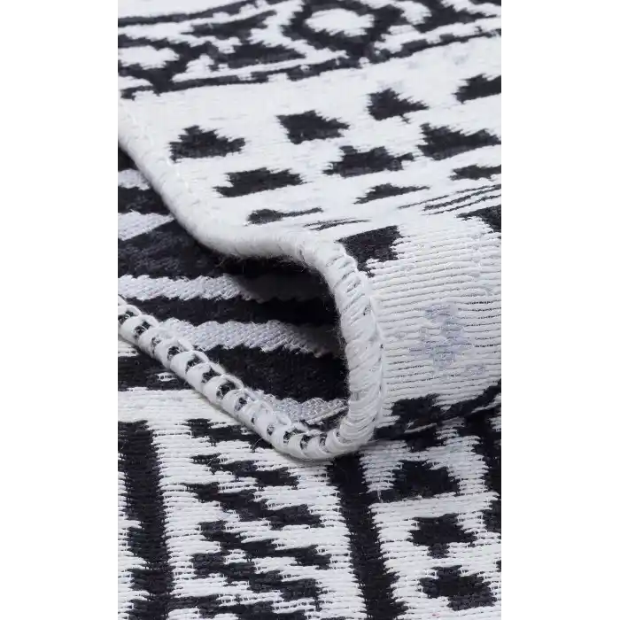 Arya Ar 03 Black %100 Geri Dönüşümlü Pamuktan Çift Taraflı Yıkanabilir Modern Dekoratif Kilim