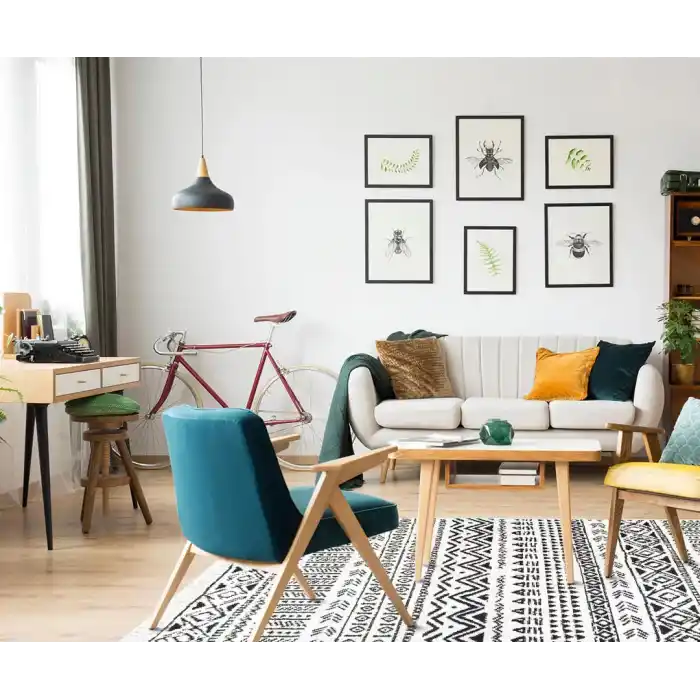 Arya Ar 03 Black %100 Geri Dönüşümlü Pamuktan Çift Taraflı Yıkanabilir Modern Dekoratif Kilim