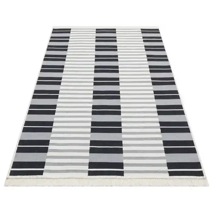 Arya Ar 16 Grey %100 Geri Dönüşümlü Pamuktan Çift Taraflı Yıkanabilir Modern Dekoratif Kilim