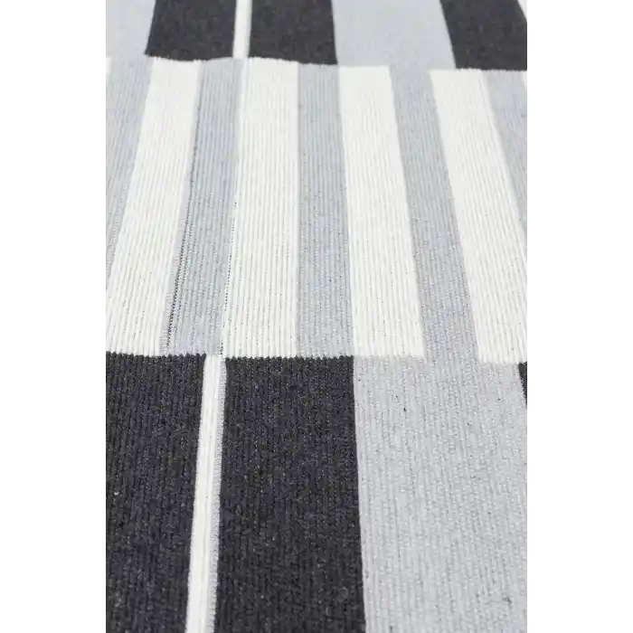 Arya Ar 16 Grey %100 Geri Dönüşümlü Pamuktan Çift Taraflı Yıkanabilir Modern Dekoratif Kilim