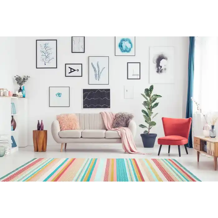 Aztec Az 01 Multy Antibakteriyel Hav Toz Vermez Yıkanabilir Kaymaz Modern İnce Dokuma Kilim