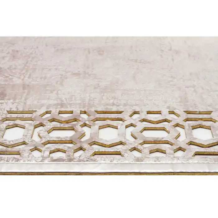 BIANCA DERI 0002 Klasik Ve Modern İşleme ve Oymaya Sahip Parlak Bordürlü Suni Deri Halı