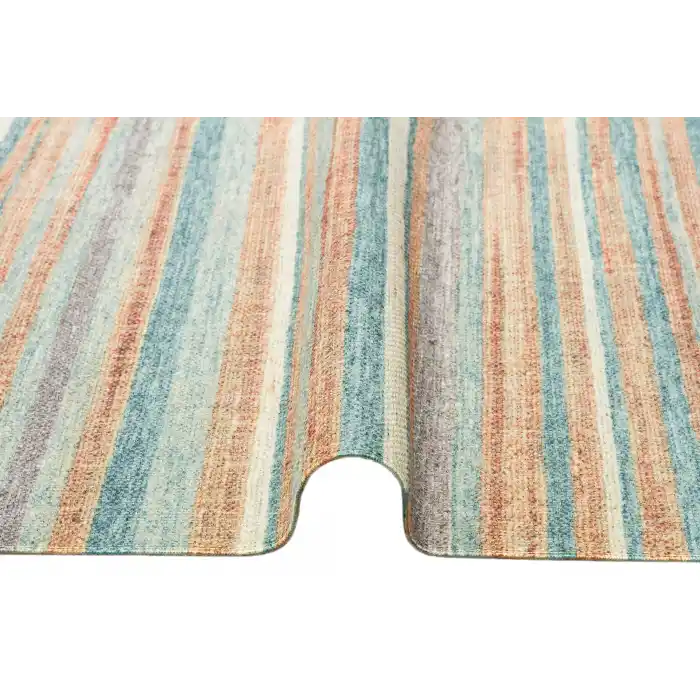 Asos As 04 Blue Jüt Hasır Görünümlü Hav Toz Vermeyen Çift Taraflı Kullanılabilen Yıkanabilir Kilim