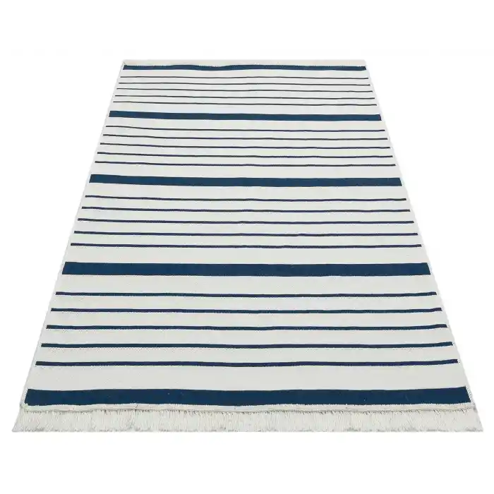 Arya Ar 14 Marine %100 Geri Dönüşümlü Pamuktan Çift Taraflı Yıkanabilir Modern Dekoratif Kilim