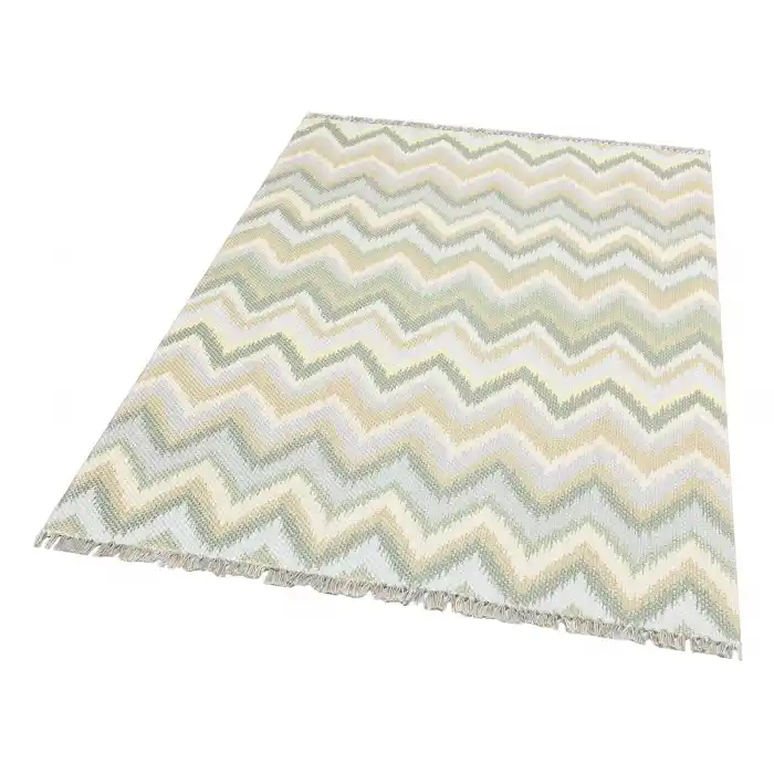 BODRUM KILIM 0144 Renkli Çift Taraflı Yıkanabilir Saçaklı Baskı Kilim