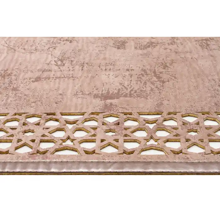 BIANCA DERI 0004 Klasik Ve Modern İşleme ve Oymaya Sahip Parlak Bordürlü Suni Deri Halı