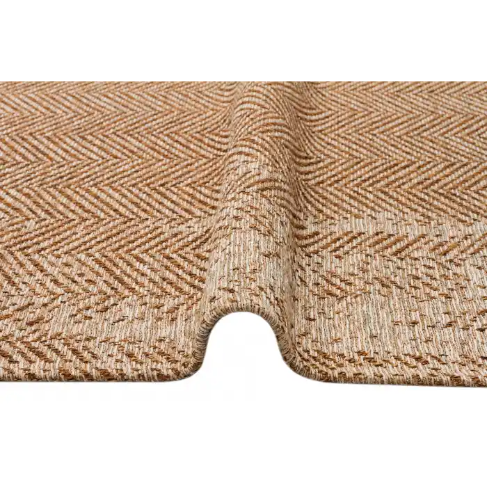 Brooklyn 04 Natural Beıge Hasır Görünümlü Kaymaz Renkli Dokuma Modern Kilim