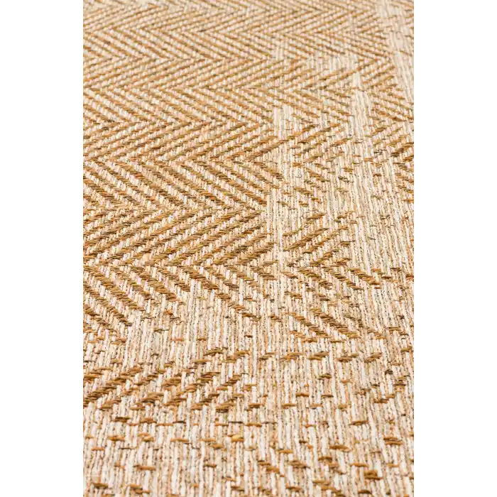 Brooklyn 04 Natural Beıge Hasır Görünümlü Kaymaz Renkli Dokuma Modern Kilim