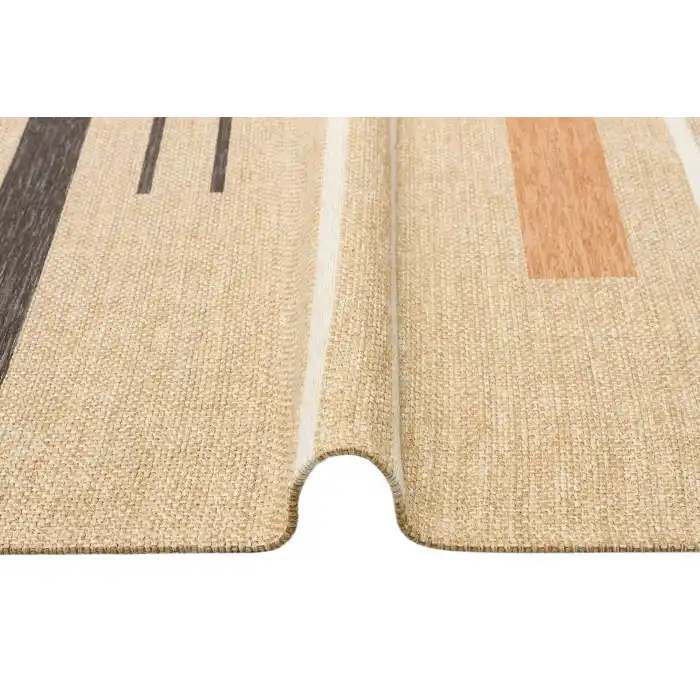 Brooklyn Brk 06 Terra Hasır Görünümlü Kaymaz Renkli Dokuma Modern Kilim