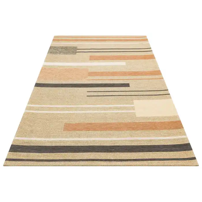 Brooklyn Brk 06 Terra Hasır Görünümlü Kaymaz Renkli Dokuma Modern Kilim