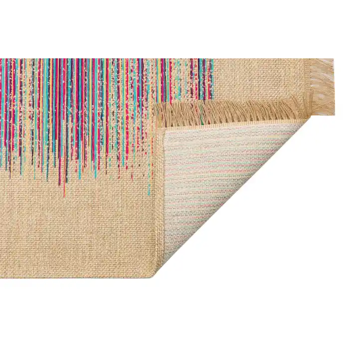 Brooklyn Brk 02 Natural Multy Hasır Görünümlü Kaymaz Renkli Dokuma Modern Kilim