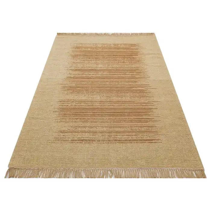 Brooklyn Brk 02 Natural Beıge Hasır Görünümlü Kaymaz Renkli Dokuma Modern Kilim