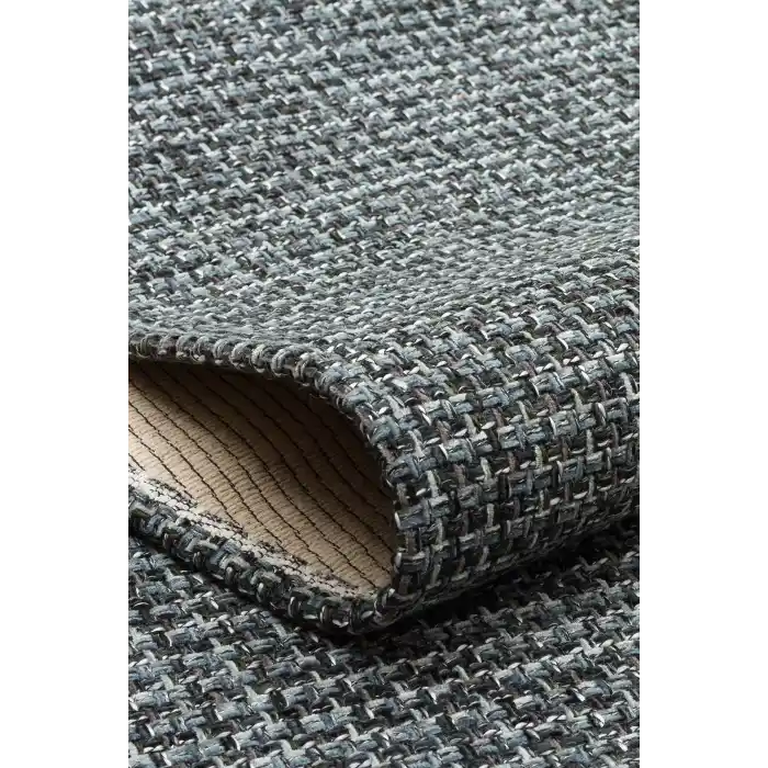 Brookyn Brk 01 Antrasit Sılver Hasır Görünümlü Kaymaz Renkli Dokuma Modern Kilim