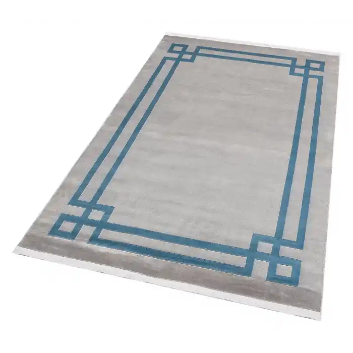 BAROQUE HALI 0054 Art Deco Bordürlü Çerçeveli Yumuşak Dokulu Parlak Dokuma Halı