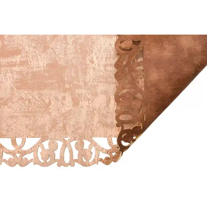 BIANCA DERI 0015 Klasik Ve Modern İşleme ve Oymaya Sahip Parlak Bordürlü Suni Deri Halı