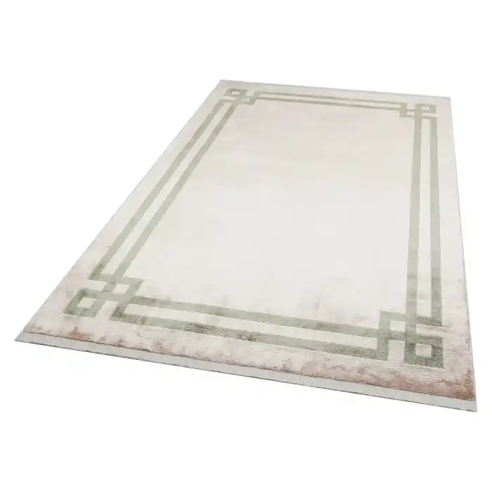 BAROQUE HALI 0036 Art Deco Bordürlü Çerçeveli Yumuşak Dokulu Parlak Dokuma Halı