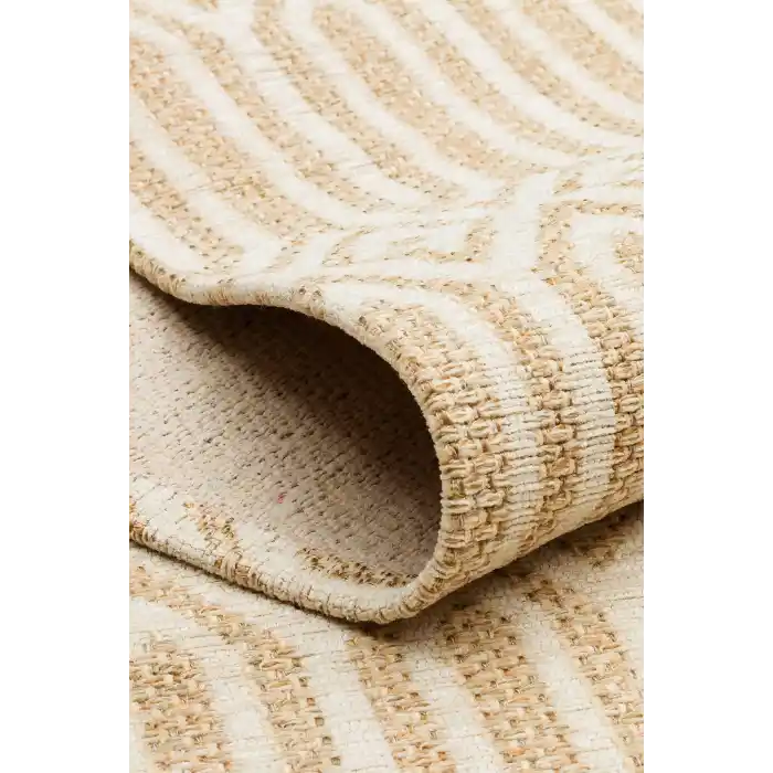 Brooklyn Brk 10 Natural Ivory Hasır Görünümlü Kaymaz Renkli Dokuma Modern Kilim