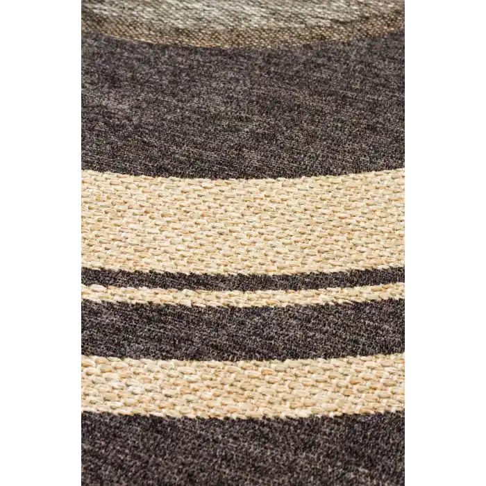 Brooklyn Brk 09 D.Grey Yuvarlak Hasır Görünümlü Kaymaz Renkli Dokuma Modern Kilim