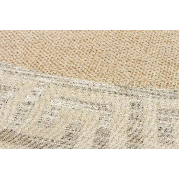 Brooklyn Brk 11 Natural Whıte Q Yuvarlak Hasır Görünümlü Kaymaz Renkli Dokuma Modern Kilim