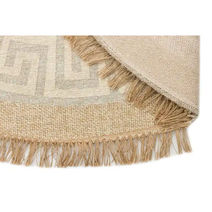 Brooklyn Brk 11 Natural Whıte Q Yuvarlak Hasır Görünümlü Kaymaz Renkli Dokuma Modern Kilim