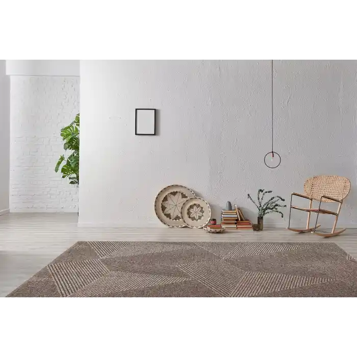 CAPELLA HALI 0024 Hav Toz Vermez Yüksek Alçak Dokuya Sahip Modern Dokuma Halı