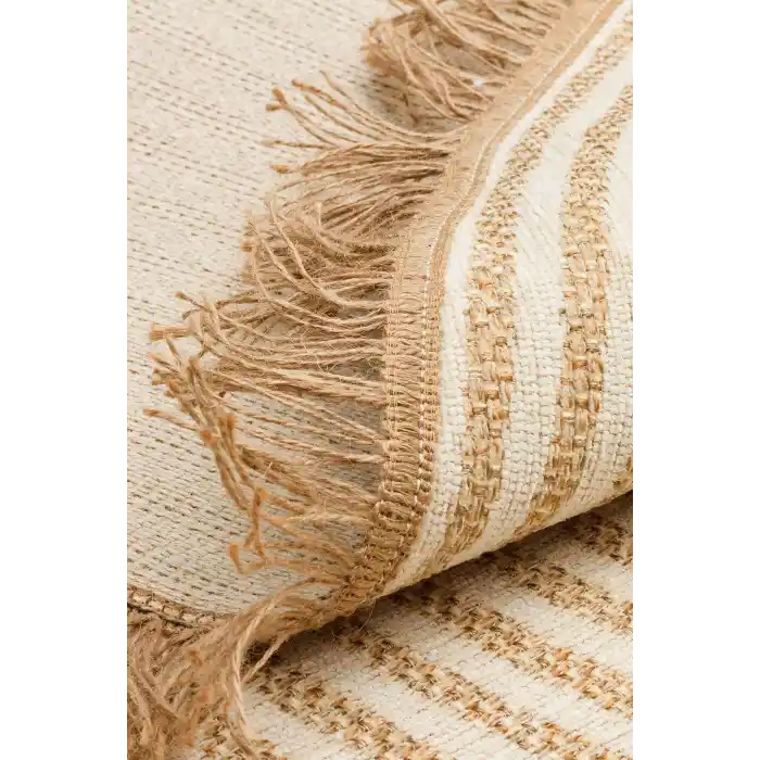 Brooklyn Brk 07 Ivory Hasır Görünümlü Kaymaz Renkli Dokuma Modern Kilim