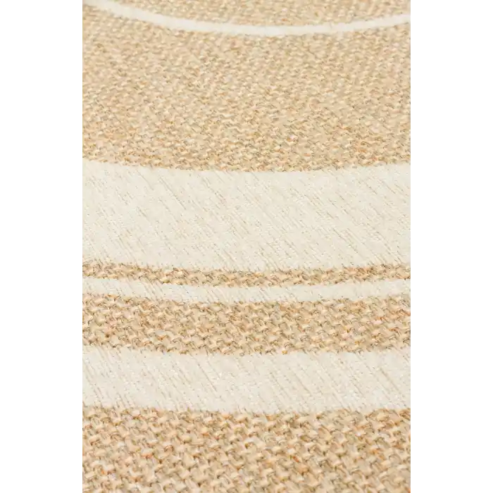 Brooklyn Brk 09 Ivory Q Yuvarlak Hasır Görünümlü Kaymaz Renkli Dokuma Modern Kilim