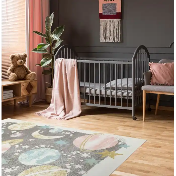 Eko Kids KDS 23 Pastel Gezegen Temalı Hav Toz Vermez Çocuk Halısı