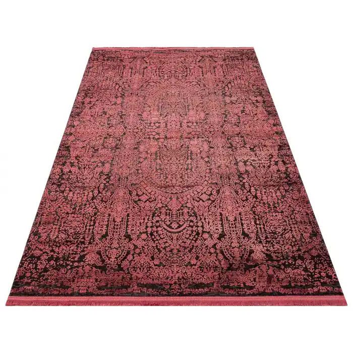 Cordoba Db 04 Antrasit Burgundy Parlak Yüksek Alçak Dokulu Modern Makine Halısı