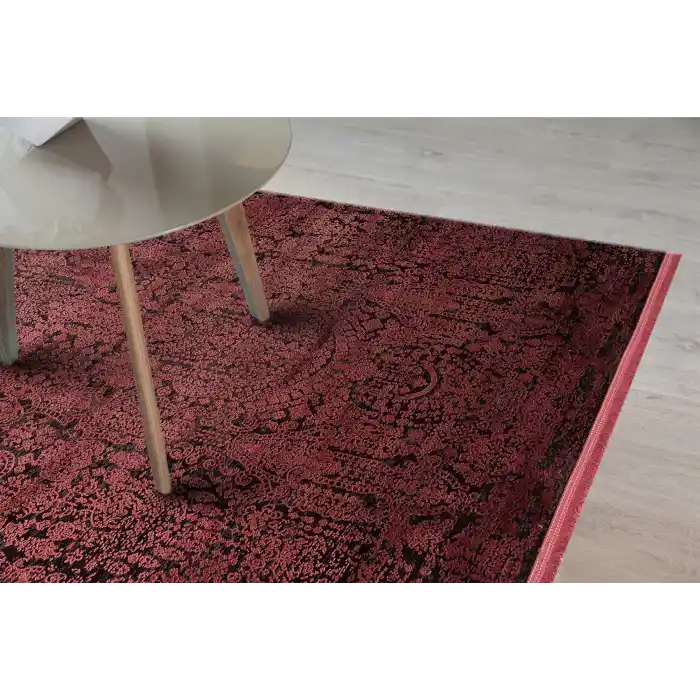 Cordoba Db 04 Antrasit Burgundy Parlak Yüksek Alçak Dokulu Modern Makine Halısı
