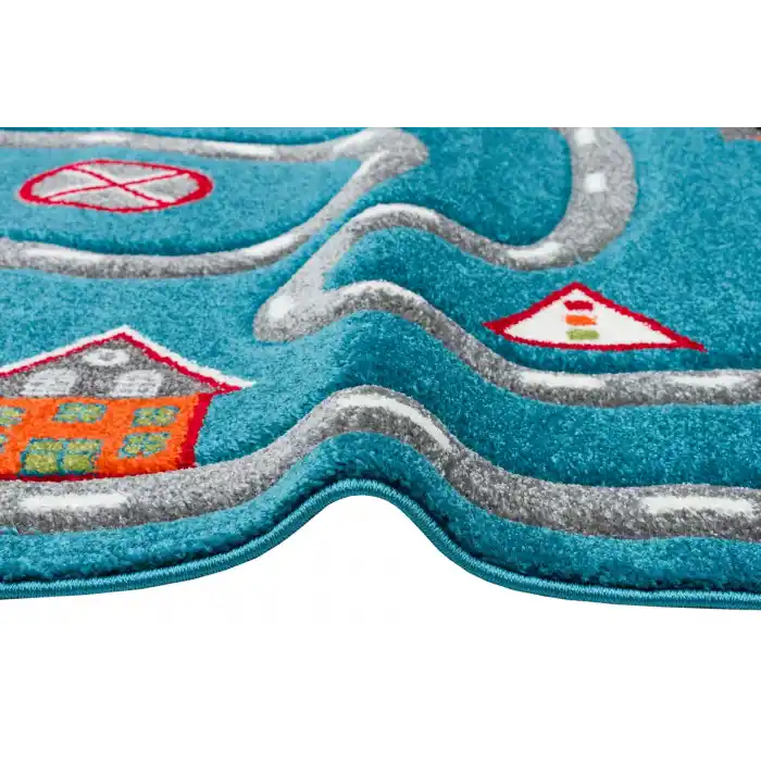 Eko Kids KDS 19 Blue Grey Trafik Temalı Hav Toz Vermez Çocuk Halısı