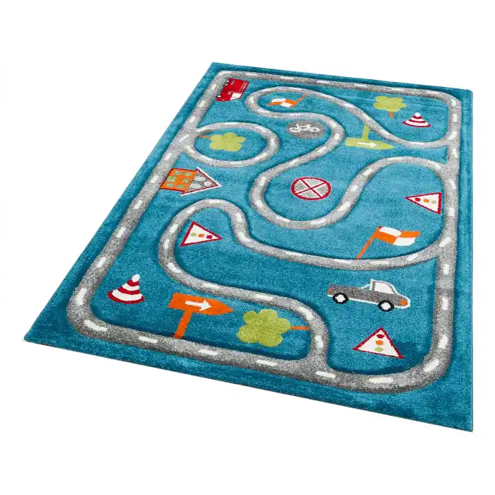 Eko Kids KDS 19 Blue Grey Trafik Temalı Hav Toz Vermez Çocuk Halısı