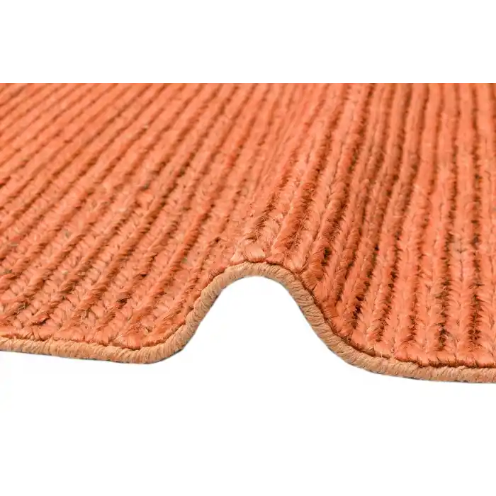 Fine Choti Rust Terra Flatweave El Dokuma Naturel Jüt Hasır Halı