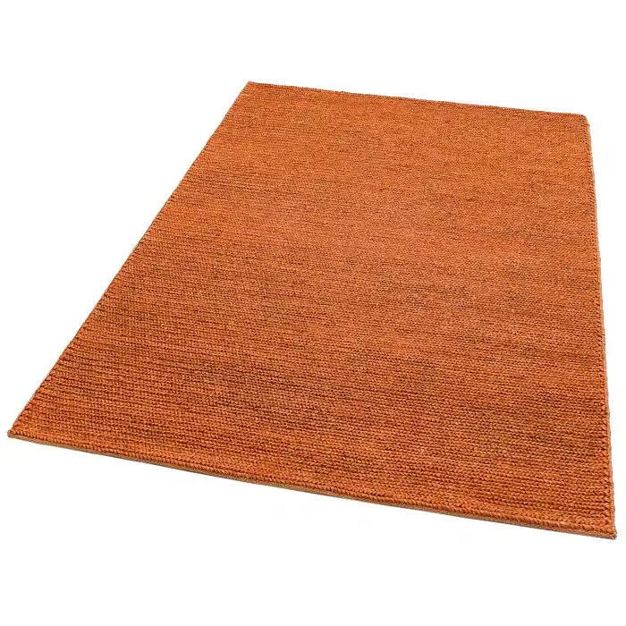 Fine Choti Rust Terra Flatweave El Dokuma Naturel Jüt Hasır Halı