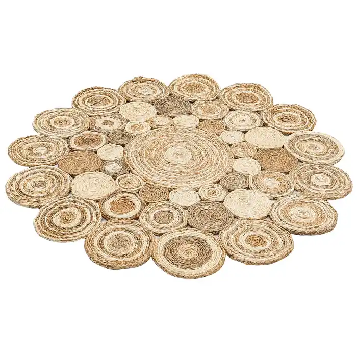 Solo Jüt 111 White Multy XW Yuvarlak El Dokuma Flatweave Naturel Jüt Hasır Halı