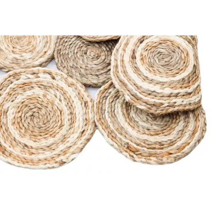 Solo Jüt 111 White Multy XW Yuvarlak El Dokuma Flatweave Naturel Jüt Hasır Halı