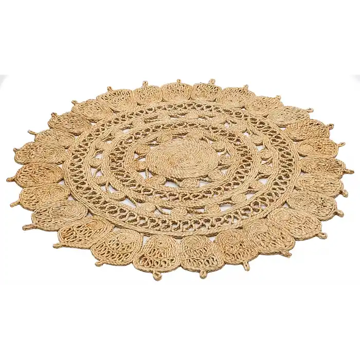 Solo Jüt 108 Natural XW Yuvarlak El Dokuma Flatweave Naturel Jüt Hasır Halı