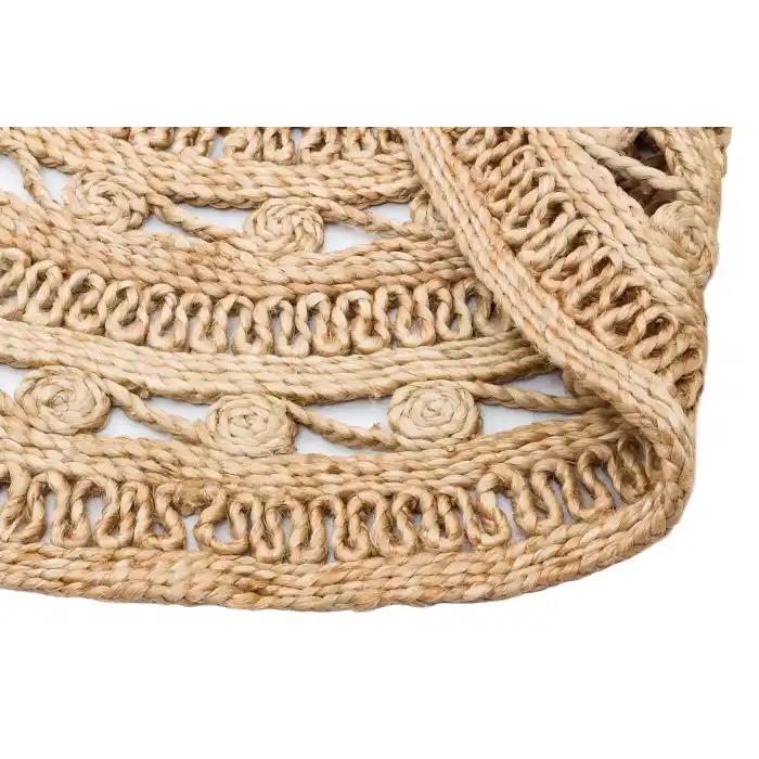 Solo Jüt 106 Dhurrie XW Yuvarlak El Dokuma Flatweave Naturel Jüt Hasır Halı