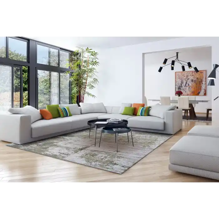 FRESCO HALI 0080 Yüksek Alçak Dokulu Özel Işıltılı Yüksek Kaliteli Sık Dokuma Modern Salon Halısı